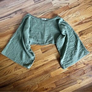 Bell sleeve linen crop top